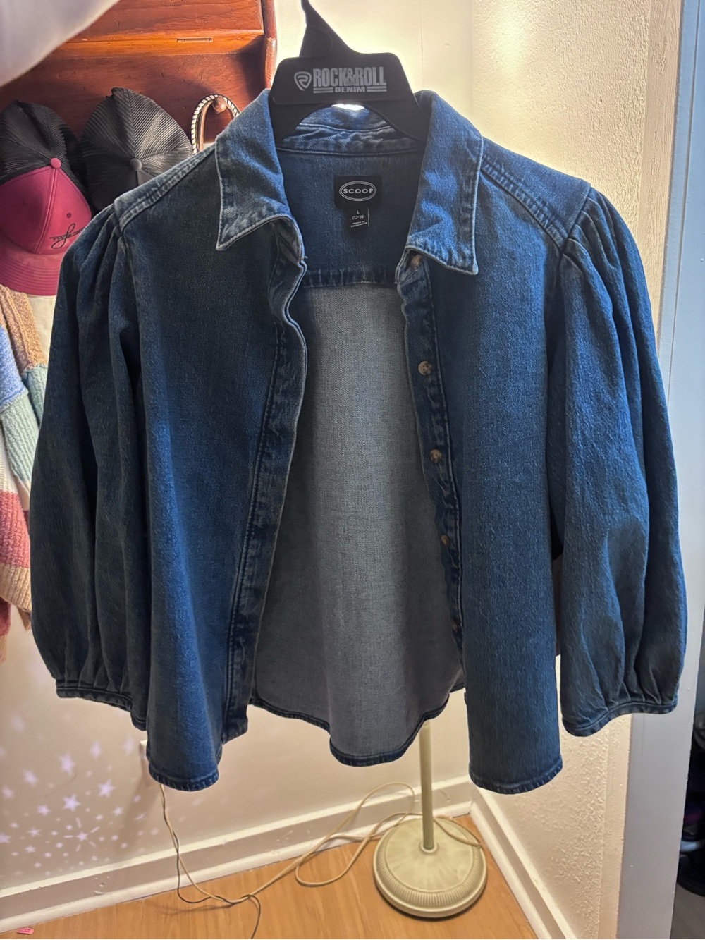 Scoop Dark Blue Denim Button-Up Jacket